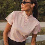 Elsa Mesh S/S Zip in Pastel Pink - Closeup