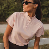 Elsa Mesh S/S Zip in Pastel Pink - Closeup