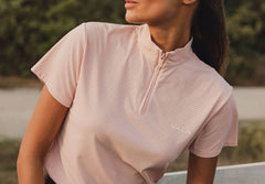 Elsa Mesh S/S Zip in Pastel Pink - Closeup