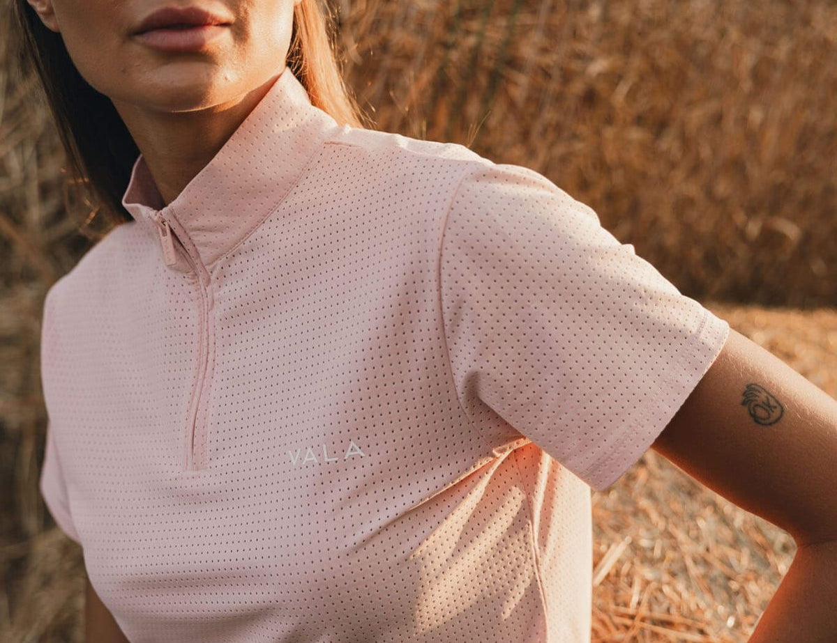 Elsa Mesh S/S Zip in Pastel Pink - Details