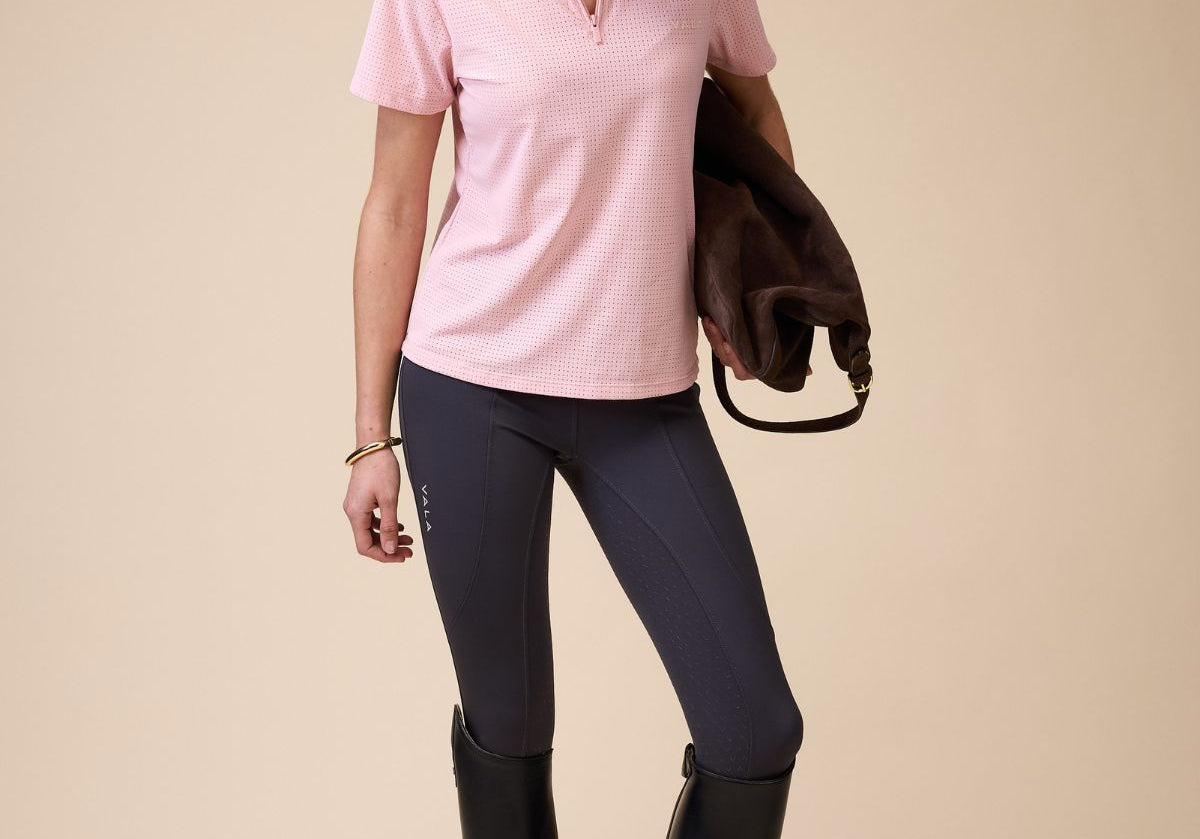 Elsa Mesh S/S Zip in Pastel Pink - Front