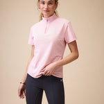 Elsa Mesh S/S Zip in Pastel Pink - Front Details