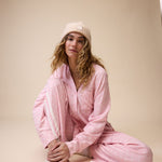 Horseshoe Long Pyjama Set in Pastel Pink - Studio Shoot