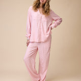 Horseshoe Long Pyjama Set in Pastel Pink - Front