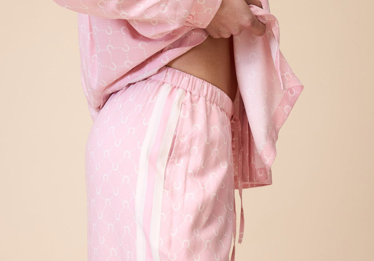 Horseshoe Long Pyjama Set in Pastel Pink - Pants Details