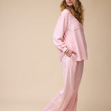 Horseshoe Long Pyjama Set in Pastel Pink - Side