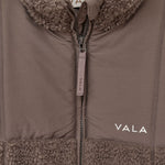 Milla Sherpa Quilted Jacket in Taupe – Front Logo and Zipper Detail