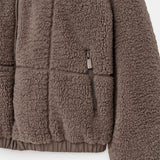 Milla Sherpa Quilted Jacket in Taupe – Sherpa Pocket and Quilted Panel Detail