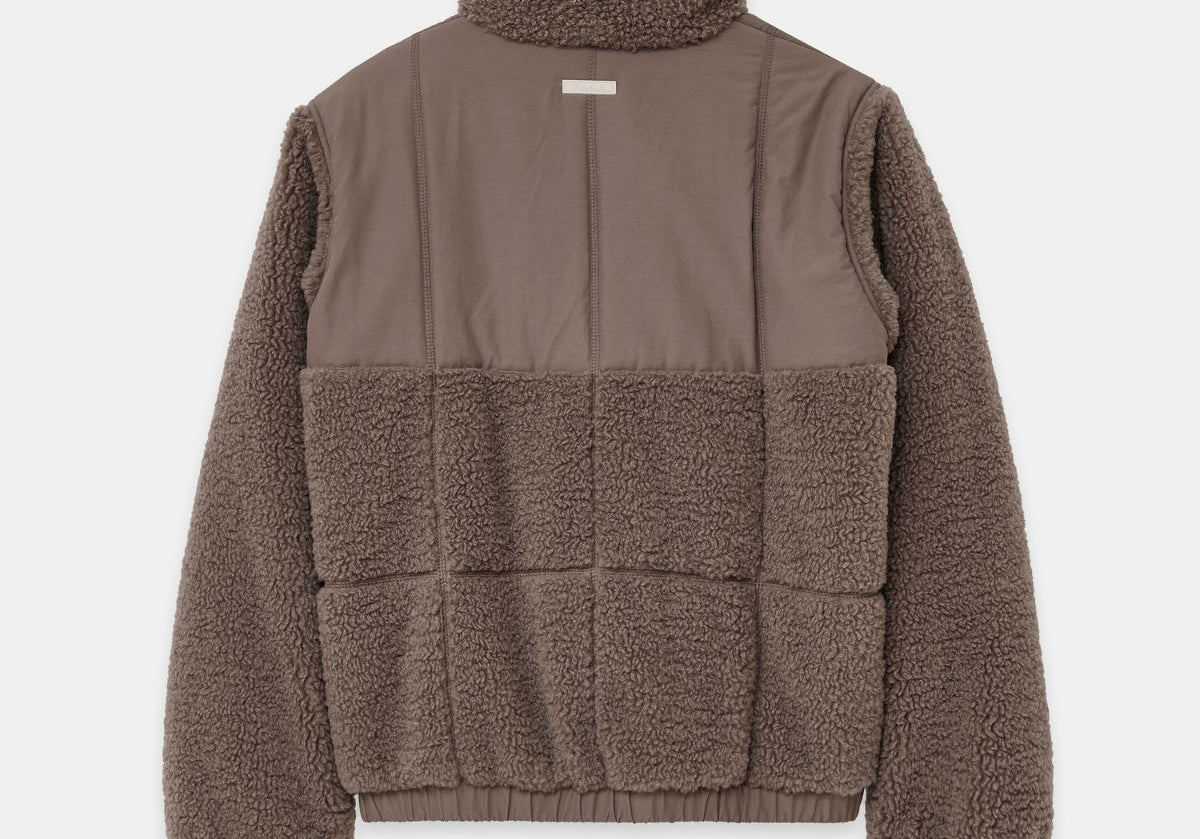 Milla Sherpa Quilted Jacket in Taupe – Back View