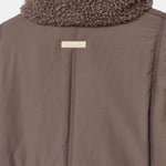 Milla Sherpa Quilted Jacket in Taupe – Back Logo and Quilted Panel Detail