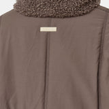 Milla Sherpa Quilted Jacket in Taupe – Back Logo and Quilted Panel Detail