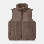 Milla Sherpa Quilted Vest in Taupe – Front View
