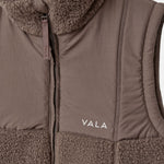 Milla Sherpa Quilted Vest in Taupe – Quilted Panel and VALA Logo Detail