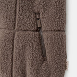 Milla Sherpa Quilted Vest in Taupe – Sherpa Pocket and Zipper Detail