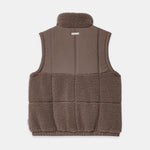 Milla Sherpa Quilted Vest in Taupe – Back View