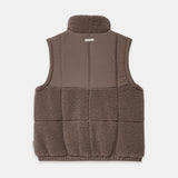 Milla Sherpa Quilted Vest in Taupe – Back View