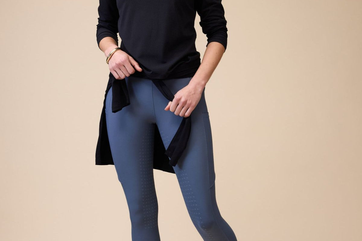 VALA Mesh Long Sleeve Tee in Black - Front