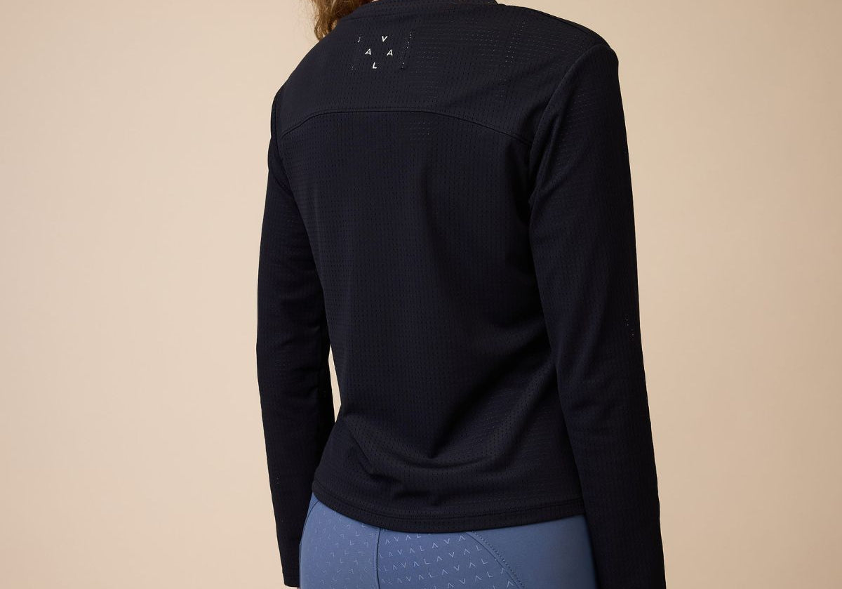 VALA Mesh Long Sleeve Tee in Black - Back