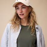 VALA Mesh Long Sleeve Tee in Olive - Close up