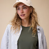 VALA Mesh Long Sleeve Tee in Olive - Close up