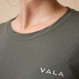 VALA Mesh Long Sleeve Tee in Olive - details