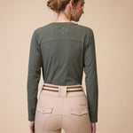 VALA Mesh Long Sleeve Tee in Olive - Back