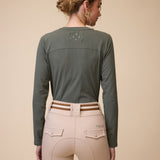 VALA Mesh Long Sleeve Tee in Olive - Back