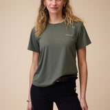 VALA Mesh Tee in Olive  - Front