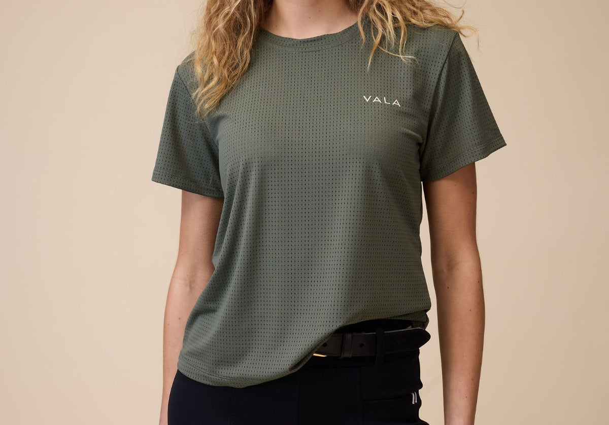VALA Mesh Tee in Olive  - Front