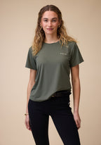 VALA Mesh Tee in Olive  - Front