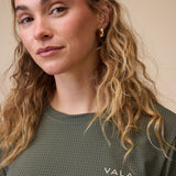 VALA Mesh Tee in Olive  - Logo details