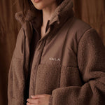 Milla Sherpa Quilted Jacket in Taupe - Details
