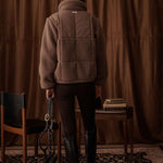 Milla Sherpa Quilted Jacket in Taupe - Back