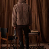 Milla Sherpa Quilted Jacket in Taupe - Back