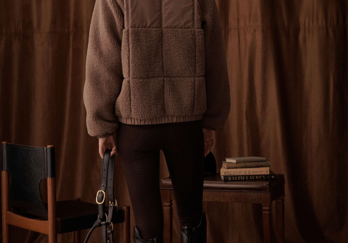 Milla Sherpa Quilted Jacket in Taupe - Back