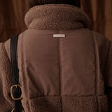 Milla Sherpa Quilted Jacket  in Taupe - back