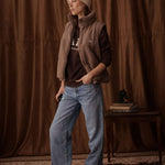 Milla Sherpa Quilted Vest in  Taupe  