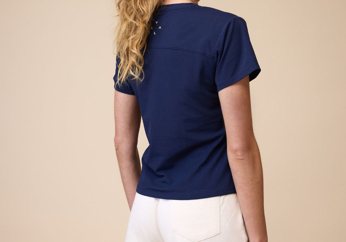 Navy Mesh Tee -  Back