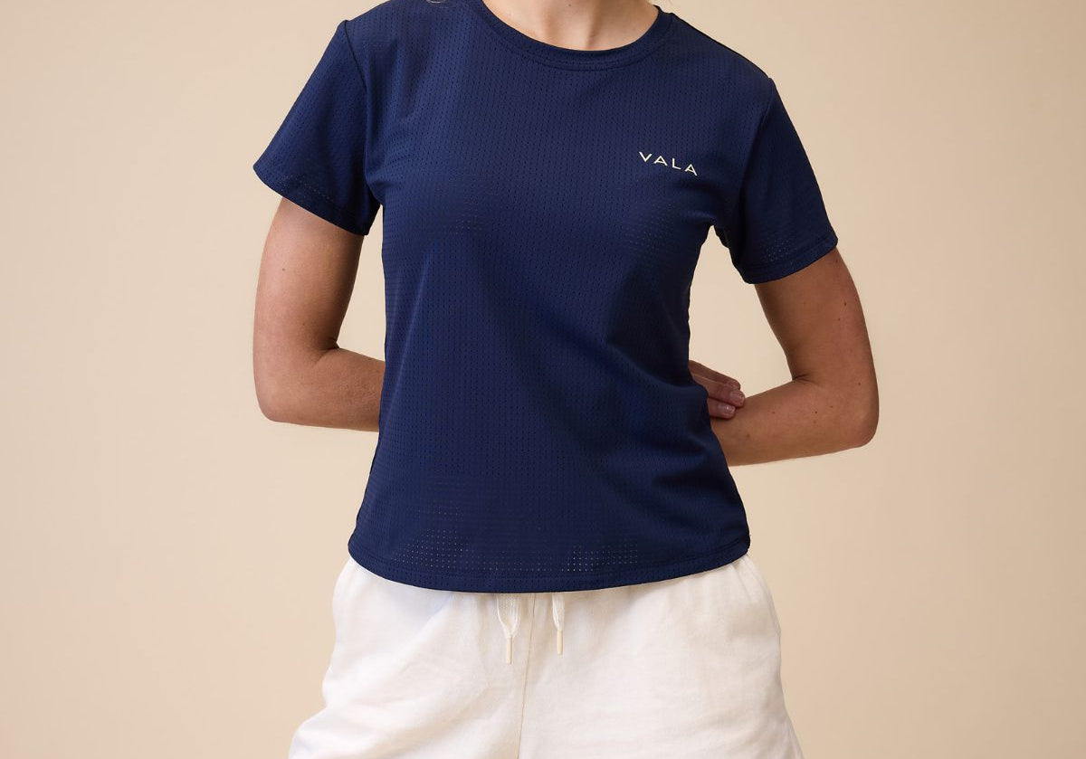 Navy Mesh Tee -  Closeup
