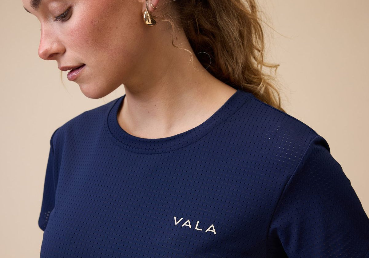 Navy Mesh Tee -  Front Details