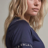 VALA Training Tee in Navy - Side Details