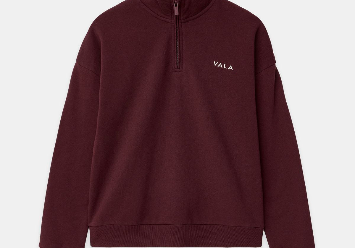 Olsen Zip Fleece in Deep Cherry – Front View