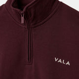 Olsen Zip Fleece in Deep Cherry – Close-Up of Front Zipper