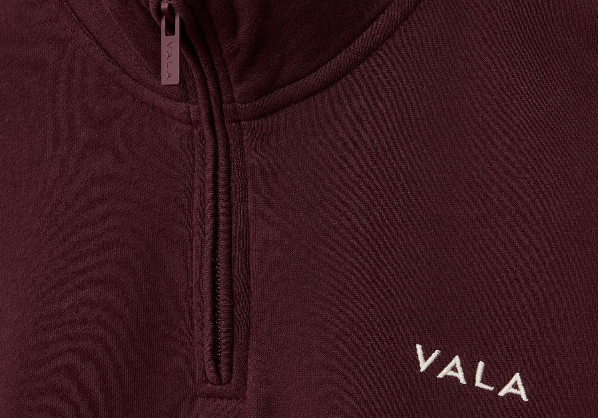 Olsen Zip Fleece in Deep Cherry – Close-Up of Front Zipper