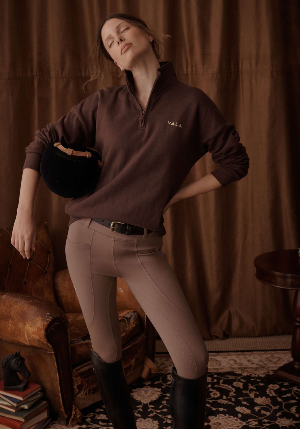 Olsen 1/4 Zip Fleece - Cocoa - Vala