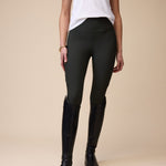 Active Everyday Riding Leggings in Olive  - Front Closeup