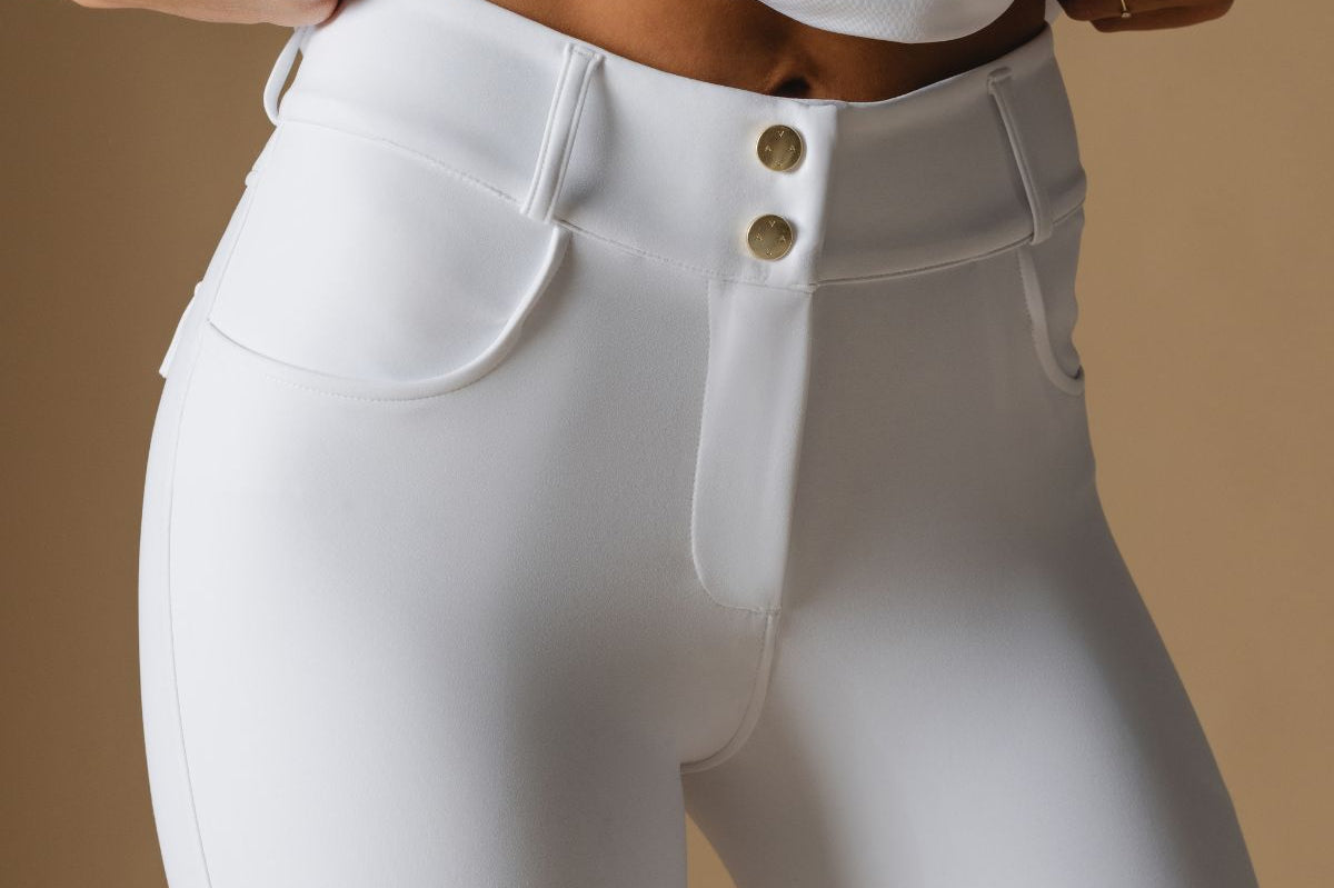 White Ultimate Button Up Breeches - Front