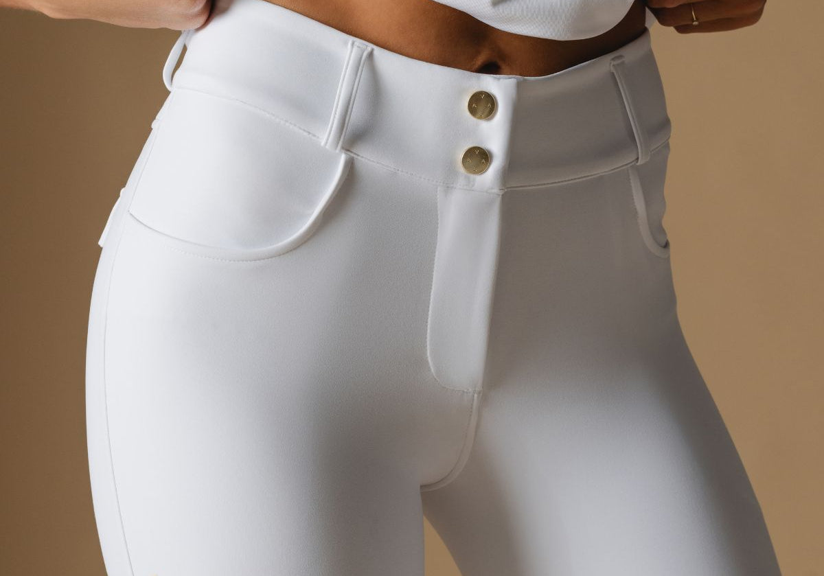 White Ultimate Button Up Breeches - Front