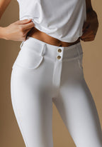 White Ultimate Button Up Breeches - Front