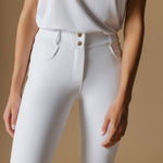 White Ultimate Button Up Breeches Knee Grip - Front